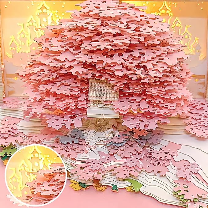 3D Calendar 2026, Desk Calendar With LED Light, 3d Tree Memo Pad Creative Desk Calendar, Christmas Gift for Colleague Friend, Desktop Decoration
