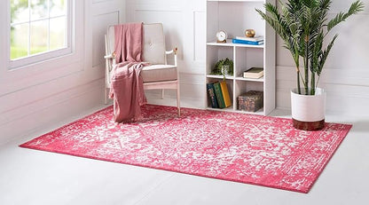 Rugs.com Arlington Collection Rug – 6' x 9' Pink Medium-Pile Rug Perfect for Living Rooms, Large Dining Rooms, Open Floorplans