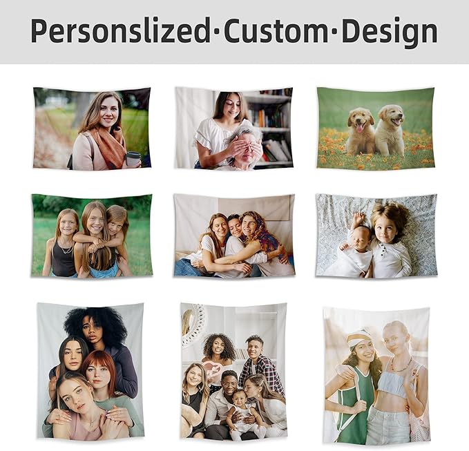 BLINGPAINTING Custom Tapestry - Upload Images, Personalized Backdrop, Create Your Own Wall Hanging - Living Room, Bedroom, Dorm - Home Decor (60" W x 80" L)
