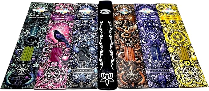 Incense Sticks Variety Pack #9-60 Insence-Sticks (6 Incents x 10 Insense) + Incense Stick Holder Bundle with 6 Witch Whisper Themed Scents