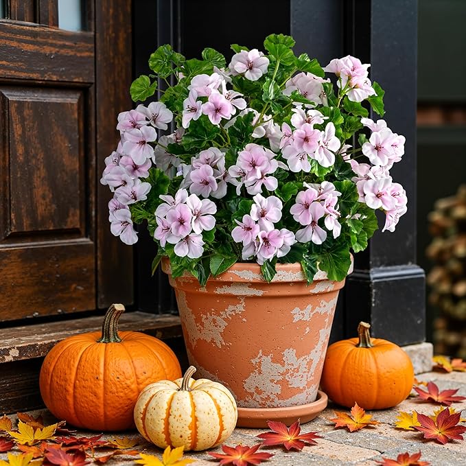 Artificial Flowers for Outdoors Artificial Geraniums for Indoor Fake Flowers 17.7In Uv Resistant Artificial Outdoor Flowers for Indoor Home Decor Outdoor Garden Decoration 8PCS,Pinkish White