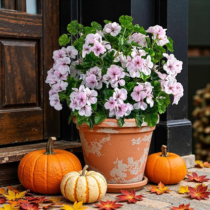 Artificial Flowers for Outdoors Artificial Geraniums for Indoor Fake Flowers 17.7In Uv Resistant Artificial Outdoor Flowers for Indoor Home Decor Outdoor Garden Decoration 8PCS,Pinkish White