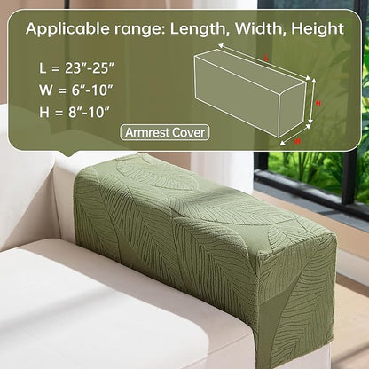 Couch Covers for Sectional Sofa, Washable Stretch Soft Sofa Cushion Covers L Shape Sofa Slipcovers Anti Slip Furniture Decor Protector for Pets (1PC Armrest Cover,Green)