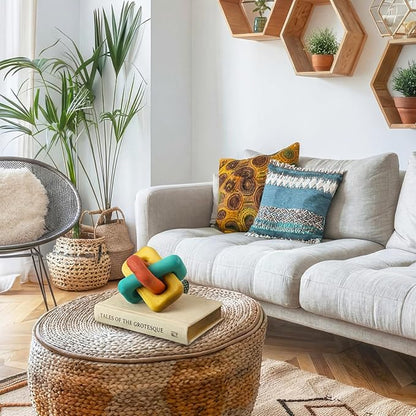 Amyhill 3 Link Knot Decor Mid Century Modern Color Coffee Table Decoration Chain Link TV Decor Mid Century Modern Shelf Entryway Objects for Home Living Room Farmhouse Bedroom Inspired Aesthetic Art