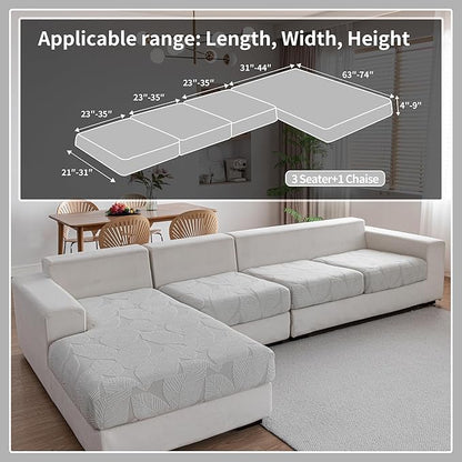 Couch Covers for Sectional Sofa, Washable Stretch Soft Sofa Cushion Covers L Shape Sofa Slipcovers Anti Slip Furniture Decor Protector for Pets (3 Seaters Covers+1 Chaise Cover,Light Gray)