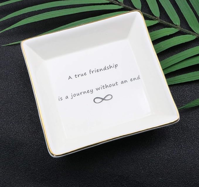 JoycuFF Friend Jewelry Dish Home Decor Trinket Dish- Best Friendship Gifts-Cute Classy Fashion Gifts for Birthday Chrismas Women Men