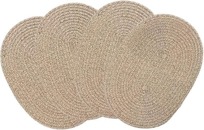 Oval Placemats Set of 4, Woven Placemats Rattan Placemats 12x16 inches Cotton Wicker Placemats Farmhouse Boho Circle Braided Heat Resistant Outdoor Placemats Patio Table Place Mats (Mix Brown)