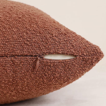 Jeneoo Ocher Decorative Square Thick Accent Terracotta Throw Pillow Covers Fine Textured Boucle Couch Cushion Cases for Sofa Decor, Set of 2, 20 x 20 Inch