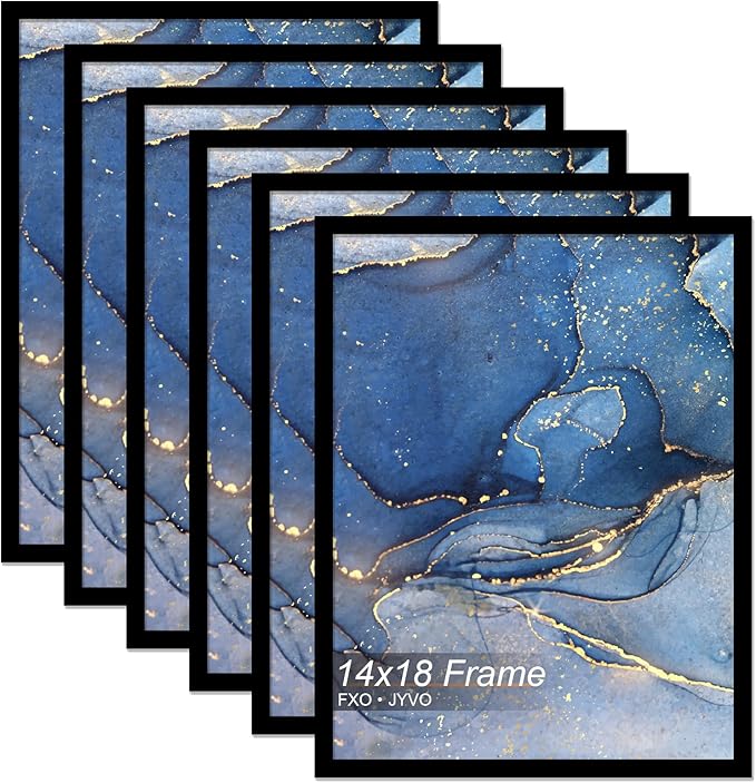 14x18 Picture Frame Set of 6, Black Frame for 14 x 18 Inch Picture Poster Photo, Light Weight and High Transparent 14 by 18 Frame for Wall - 6 Pack/Black/14 x18
