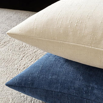 MIULEE Pack of 2 Decorative Throw Pillow Covers Soft Chenille Throw Pillows Solid Textured Cushion Covers for Couch Sofa Bedroom Living Room 18x18 Inch, Navy Blue