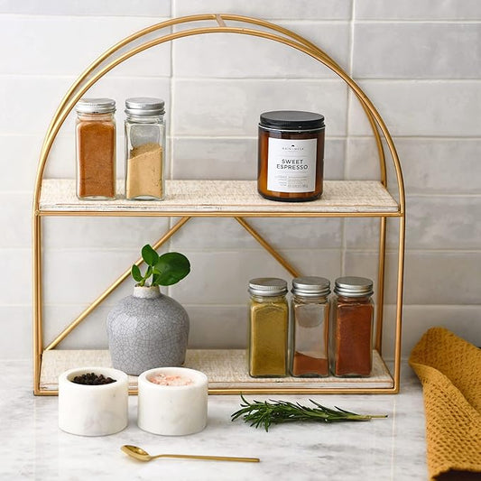 Creative Co-Op Stoneware Bud Vases in Crackle Glaze, Grey/Mustard Tones, Set of 4