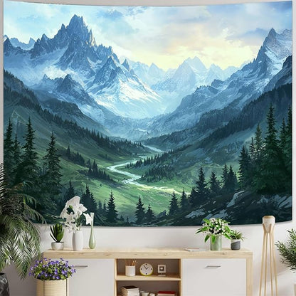 kampdream Landscape Tapestry, Scenery Art Wall Tapestries, Nature Wall Decor for Bedroom Living Room Backdrop Fantasy Mountain 44×60 inches