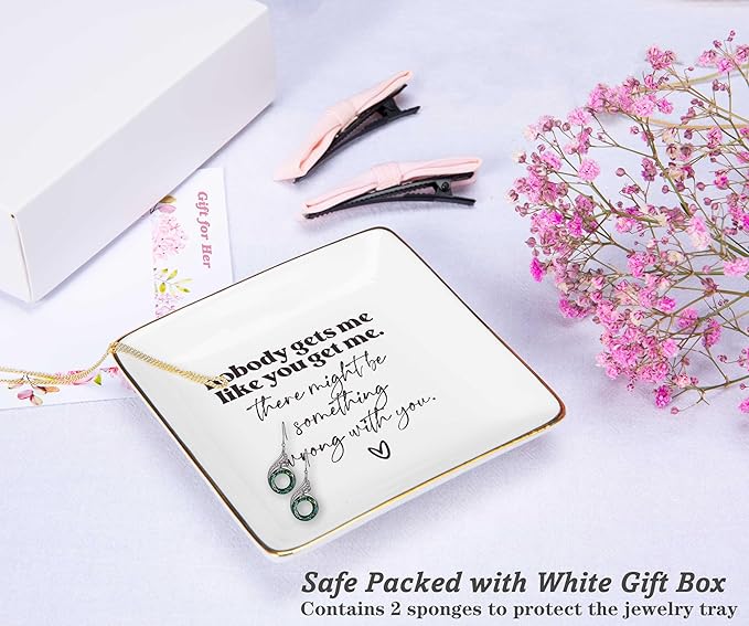 NZY Funny Gifts for Best Friend-Nobody Gets Me Like You-Thank You Wedding Graduation Birthday Farewell Christmas for Best Friends,Bff,Bestie,Sister-Jewelry Tray Trinket Holder Ring Dish