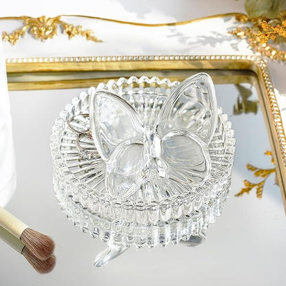 H&D HYALINE & DORA 4 Inch Butterfly Ring Holder Dish Butterfly Gifts for Women Glass Rings Tray Wedding Ring Holder Engagement Gifts