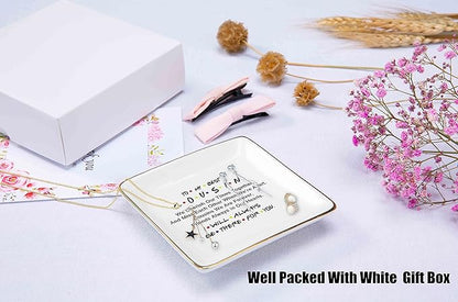 Topthink To My Best Cousin - I Will Always Be There for You - Ceramic Jewelry Holder Ring Dish Trinket Tray – Birthday Christmas Graduation Wedding Gifts for Cousin,Women,Her - Friends TV Show
