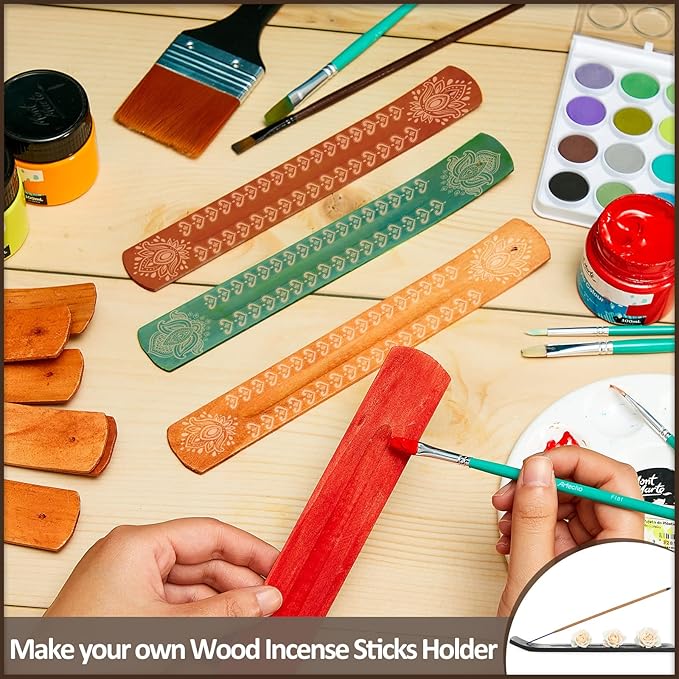Handmade Wooden Incense Stick Holder Wood Incense Burner Ash Holder Trays for Sticks Home Utilities Accessories and Buddha Hall(24 Pieces)