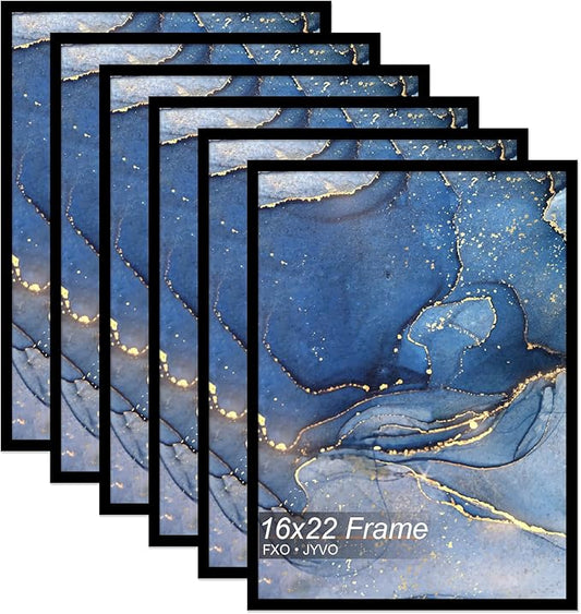 16x22 Picture Frame Set of 6, Black Frame for 16 x 22 Inch Picture Poster Photo, Light Weight and High Transparent 16 by 22 Frame for Wall - 6 Pack/Black/16 x22