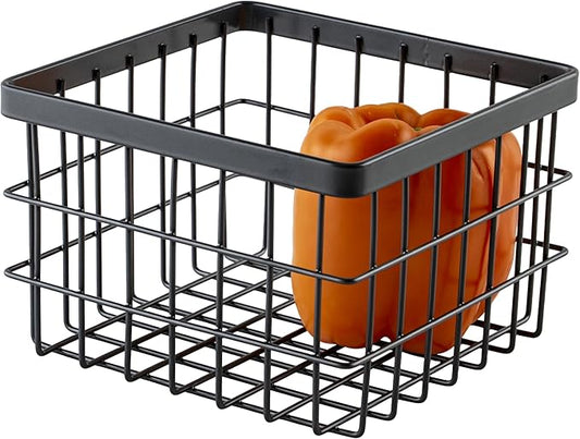 G.E.T. WB-664-MG Square Metal Storage Wire Basket for Pantry, Produce and More, 6" x 6" x 2"