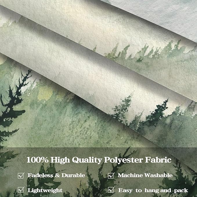 kampdream Landscape Tapestry, Scenery Art Wall Tapestries, Nature Wall Decor for Bedroom Living Room Backdrop Green Watercolor Mountain 36×48 inches