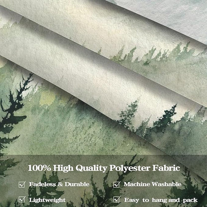 kampdream Landscape Tapestry, Scenery Art Wall Tapestries, Nature Wall Decor for Bedroom Living Room Backdrop Green Watercolor Mountain 60×80 inches