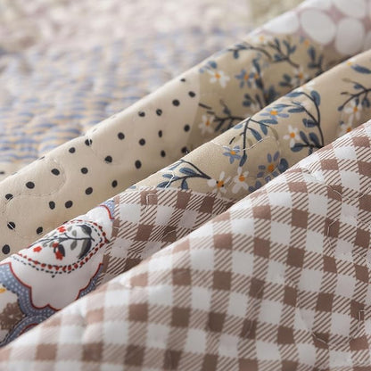 HoneiLife Quilt Set King Size - Lightweight Bedspreads 106x96, Microfiber Quilts 3-Piece, Patchwork Coverlet Rustic Bedding Sets All Season Quilts