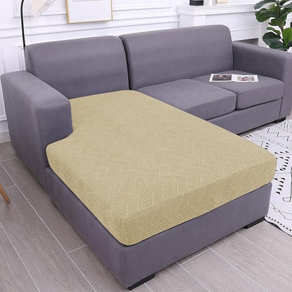 hyha Couch Cushion Covers, Stretch Sofa Seat Cushion Slipcover, Sectional Couch Covers L Shape with Elastic Bottom for Sectional Sofa(Chaise, Taupe)