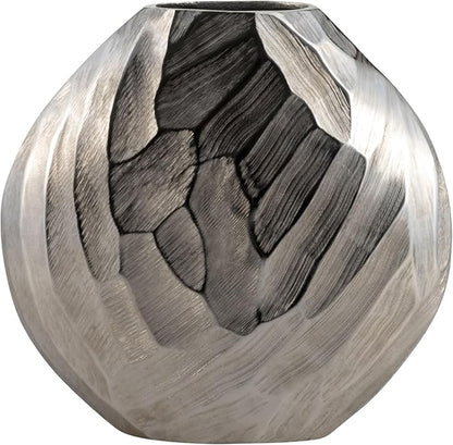 Flower Vase for Home Decor – Modern Hammered Metal Accent, Decorative Centerpiece for Floral Arrangements on Dining Table, Coffee Table, or Office, Stylish Home Accessories – 10", Silver