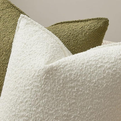 JUSPURBET White Decorative Pillow Covers 16x24 Set of 2 Throw Pillow Covers for Couch Sofa Bed Cozy Boucle Textured Lumbar Cushion Covers Cases with Hidden Zipper for Living Room Home Decor