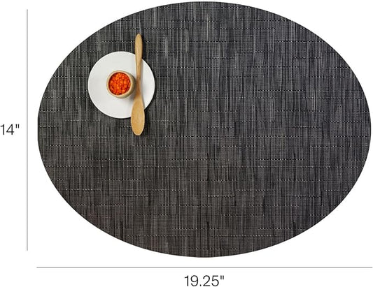 Chilewich Bamboo Placemats Set of 4 - Woven Oval Placemats - Reusable, Stain-Resistant, Indoor/Outdoor Tabletop Protection - 19" x 14" - Smoke