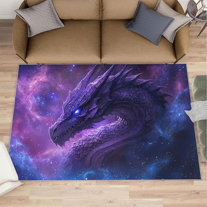 Dragon 4x6 Area Rug Starry Sky Washable Rugs for Living Room Bedroom, Fantasy Animals Soft Low Pile Non Slip Accent Floor Mat Print Throw Rug Indoor Carpet Dining Room Playroom