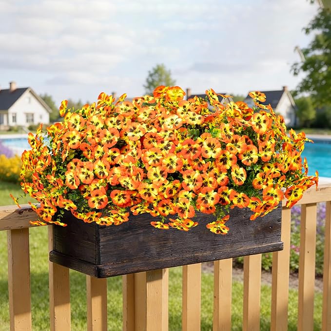 Artificial Flowers, 24 Bundles, Decorative Bouquets for Home, Wedding, Garden, Office Decor (Orange Yellow)