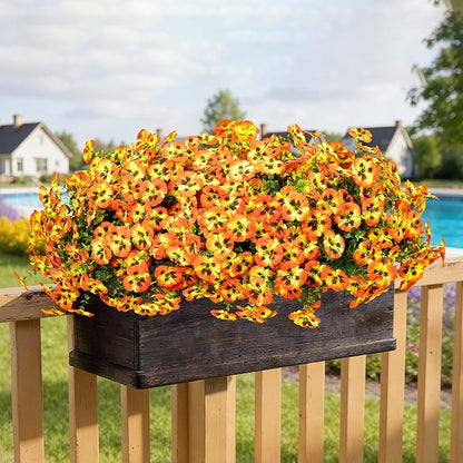 Artificial Flowers, 24 Bundles, Decorative Bouquets for Home, Wedding, Garden, Office Decor (Orange Yellow)