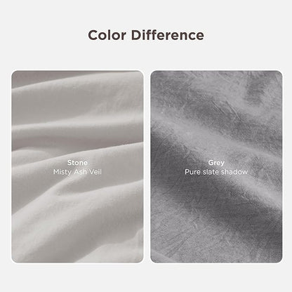 Bedsure 100% Stone Washed Cotton Duvet Cover King - Stone Color Minimalist Cotton Duvet Cover Linen Like for All Seasons - GentleSoft™ Plain Simple Bedding (King, 104"x90")
