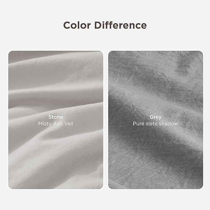 Bedsure 100% Stone Washed Cotton Duvet Cover Queen Size - Stone Color Minimalist Cotton Duvet Cover Linen Like for All Seasons - GentleSoft™ Plain Simple Bedding (Queen, 90"x90")