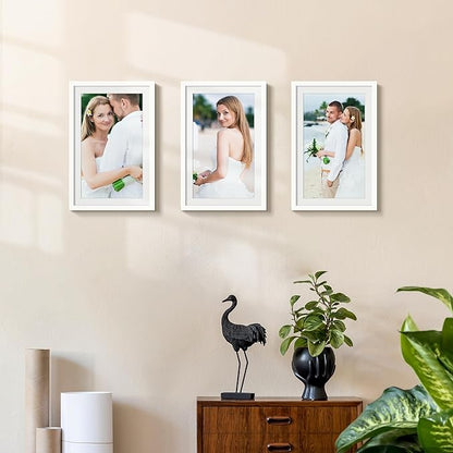 upsimples 11x17 Picture Frame Set of 5, Display Pictures 9x15 with Mat or 11 x 17 Without, Wall Gallery Poster Frames, White
