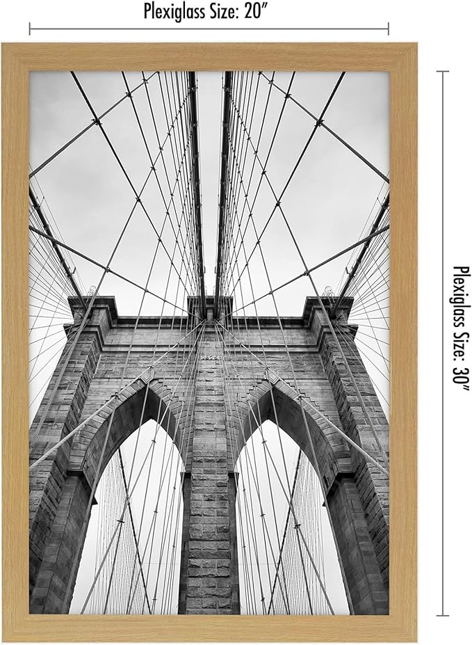 Americanflat 20x30 Poster Frame with Polished Plexiglass - Wide Picture Frames Made of Engineered Wood for Vertical or Horizontal Wall Display - Epic Collection - Pine