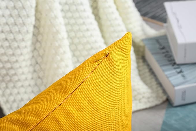 TangDepot Handmade Decorative Solid 100% Cotton Canvas Throw Pillow Covers/Cushion Covers, 45 Colors Available - (18" x18" , Gold Yellow, 2 Count (Pack of 1))