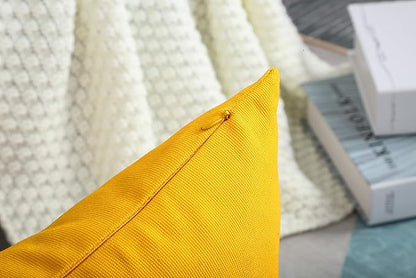 TangDepot Handmade Decorative Solid 100% Cotton Canvas Throw Pillow Covers/Pillow Shams, (12"x18", Gold Yellow)