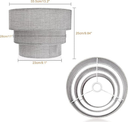 EDISLIVE 3-tier Drum Linen Lamp Shade for Pendant Lamp Floor Lamp Chandelier Replacement Shade Clip on Bulb Classic Round Lampshade Cover Only