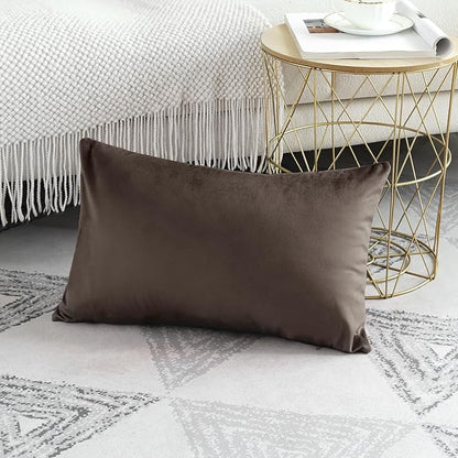 Artscope Luxury Velvet Pillow Covers Decorative Rectangle Pillowcases Soft Solid Cushion Cases for Couch Sofa Bedroom Car Decor 12x20 Inch Chocolate Brown
