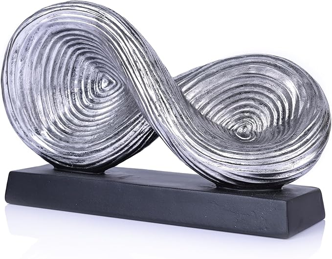orenm Modern Infinity Loop Symbol Sculpture,Abstract Art Geometric Knot Home Decorations,Unique Shelf Decor Sculpture for Desk Paperweights,Entryway Table,Living, Coffee Table Decor (Silver)