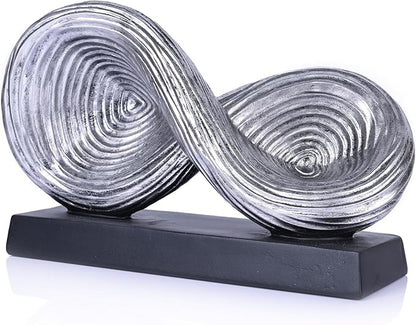 orenm Modern Infinity Loop Symbol Sculpture,Abstract Art Geometric Knot Home Decorations,Unique Shelf Decor Sculpture for Desk Paperweights,Entryway Table,Living, Coffee Table Decor (Silver)