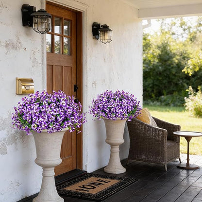 Artificial Flowers, 24 Bundles, Decorative Bouquets for Home, Wedding, Garden, Office Decor (Purple White)