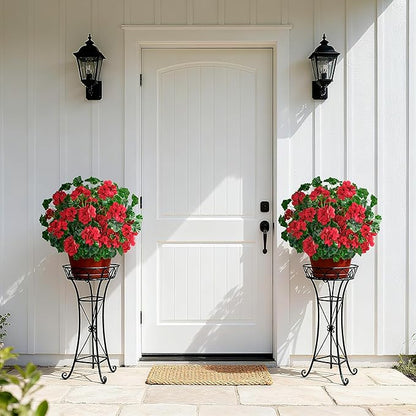 Artificial Flowers for Outdoors Artificial Geraniums for Indoor Fake Flowers 17.7In Uv Resistant Artificial Outdoor Flowers Suitable for Indoor Home Decoration Outdoor Garden Decor 4PCS,Red