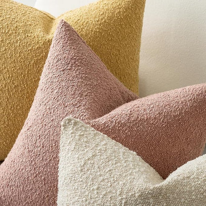 MIULEE 18x18 Inch Decorative Pillow Covers for Couch Bed Set of 2 Textured Boucle Neutral Spring Throw Pillows Valentine Blush Pink Accent Solid Cushion Pillowcases Sofa Livingroom Home Decor