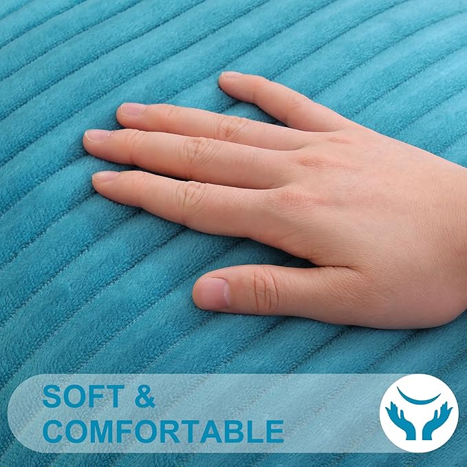 Simmore Decorative Spring Euro Sham Throw Pillow Covers 22x22 Set of 2, Soft Natural Plush Flannel Double-Sided Fluffy Couch Pillow Covers for Sofa Living Room, Teal