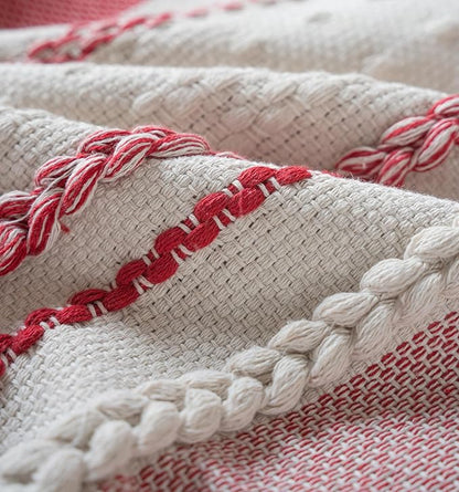 Valentines Pillow Covers 18x18 Inch Set of 2, Red Textured Boho Valentines Day Decoration Pillow Cases for Farmhouse Home Decor, Accent Cushion Cover for Sofa, Bed, Living Room, Bedroom