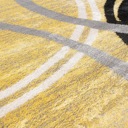 Rugshop Wavy Circles Design Accent Rug, Carpet with Jute Backing for Entryway, Kitchen, or Office, Yellow, 2' x 3'