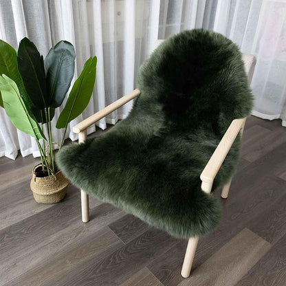 Genuine Sheepskin Rug New Zealand Fluffy Lambskin Rug, Natural Luxury Sheepskin Throw for Bedroom Living Room Children's Room - Premium Area Rug Chair Cover (2×3 Feet, Forest Green)