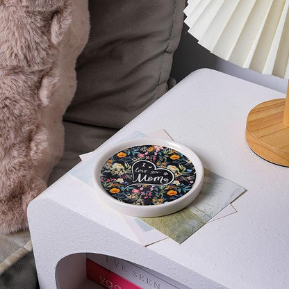 Potiera Ceramic Jewelry Tray, Decorative Ring Holder, Trinket Dish for Earrings Necklaces Watch Keys, Mother of the Bride Wedding Gifts, Mother's Day Birthday Christmas Gifts for Mom from Daughter